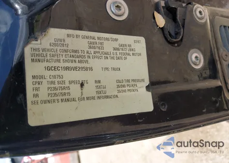 1997 Chevrolet C1500 Fleetside from USA, damaged, VIN 1GCEC19R9VE205816